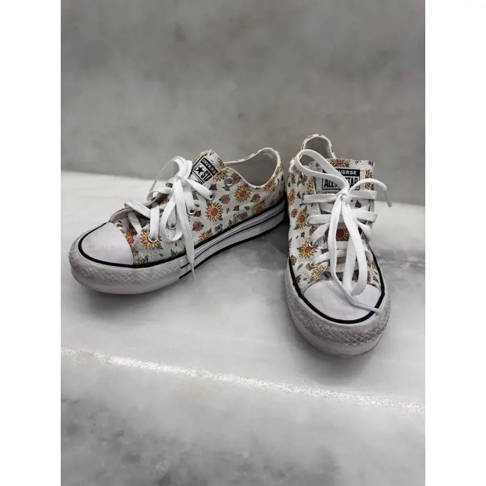 Converse Chuck Taylor All Star Floral Sunflower Low Top Sneakers Kids US 4